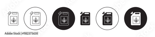 Biofuel icons set in black filled and outlined style