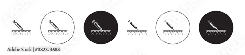 Botox injection icons set in black filled and outlined style
