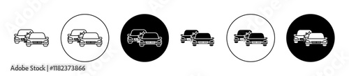 Car crash icons set in black filled and stroke line style