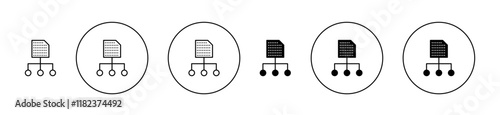 Content management icons set in black filled and outlined style