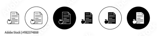 Diet plan icons collection in black and blue colors