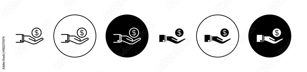 Donation icons collection in black and blue colors Donation icons collection in black and blue colors