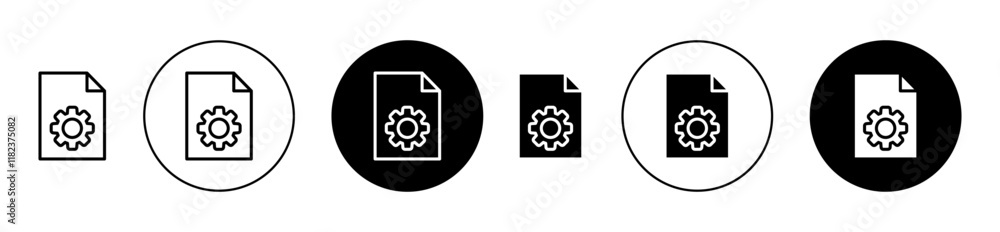 Document settings icons set in black filled and outlined style Document settings icons set in black filled and outlined style