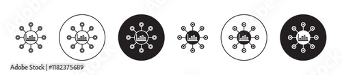 Gathering information icons set in black filled and outlined style