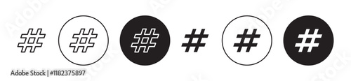 Hashtag icons vector pack in black and blue colors