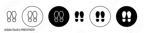 Imprint soles shoes icons set in black filled and outlined style