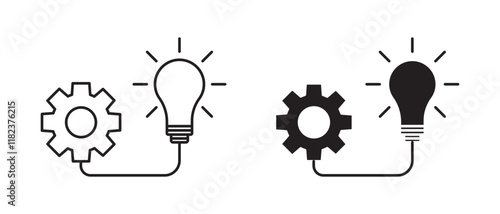 Implementation Icons vectors. black solid and liner versions