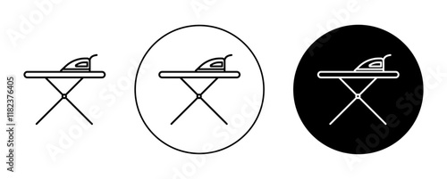 Ironing board icons collection in black and blue colors
