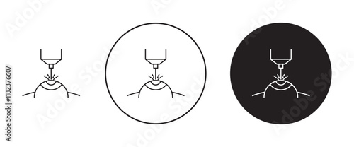 Lasik laser eye surgery icons set in black filled and outlined style
