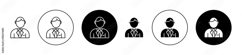 Manager icons set in black filled and outlined style Manager icons set in black filled and outlined style