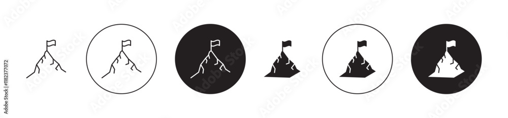 Mission icons set in black filled and outlined style Mission icons set in black filled and outlined style