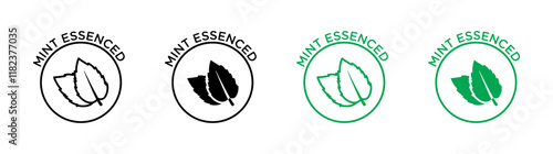 Mint essenced icons set in black filled and outlined style