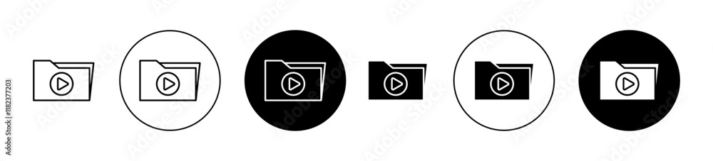 Multimedia files icons set in black filled and outlined style Multimedia files icons set in black filled and outlined style