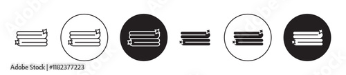 Neat fold clothes icons set in black filled and outlined style