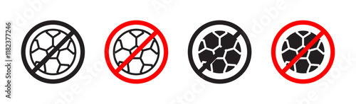 No ball game sign icons set in black filled and outlined style