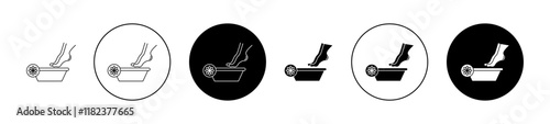 Pedicure icons set in black filled and outlined style