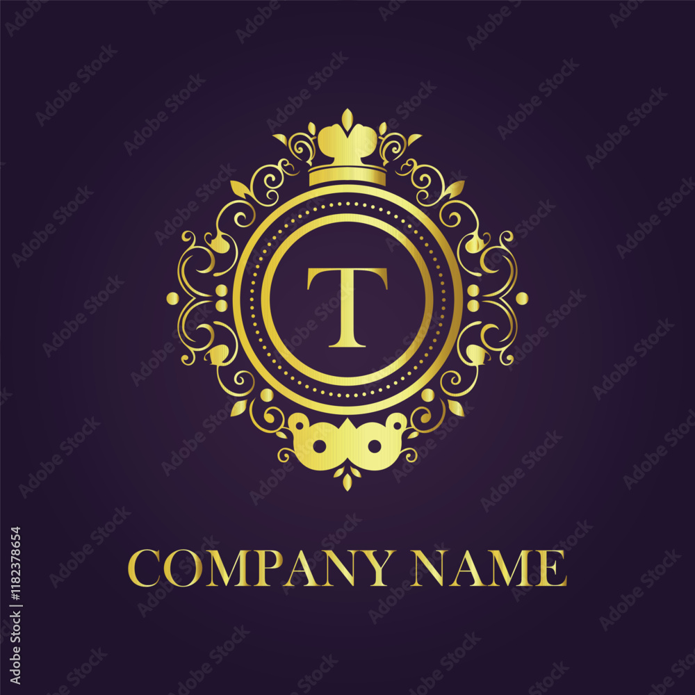 Fototapeta premium Letter T luxury gold logo concept