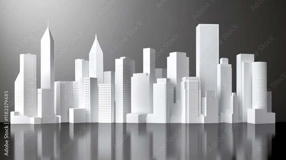 Modern White Cityscape Architecture Minimalist 3D Render Modern White Cityscape Architecture Minimalist 3D Render