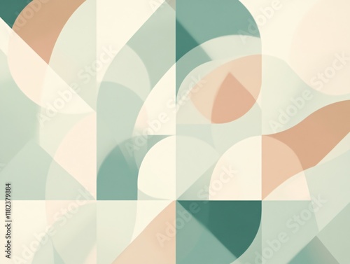 Abstract Geometric Background Pastel Colors Overlapping Circles and Shapes Modern Design