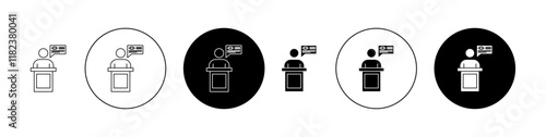 Witness icons set in black filled and outlined style