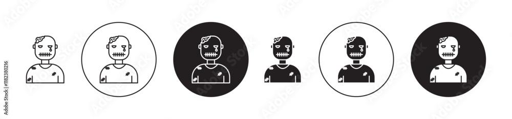 Zombie icons set in black filled and outlined style Zombie icons set in black filled and outlined style