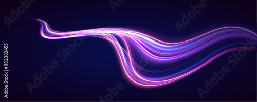 Speed trails of neon-colored lights create an abstract, glowing illustration of how rapidly technology advances. Each streak represents a leap forward in the world of innovation.