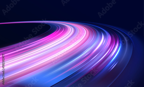 Speed trails of neon-colored lights create an abstract, glowing illustration of how rapidly technology advances. Each streak represents a leap forward in the world of innovation.