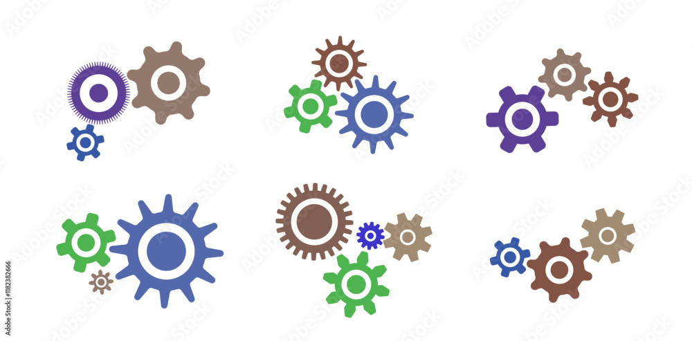 Business gears set vector graphic design. Cogs set illustration to use for technology, business, mechanics, engineering projects. 