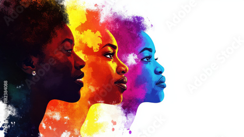 Abstract Black History Month illustration with diverse faces photo