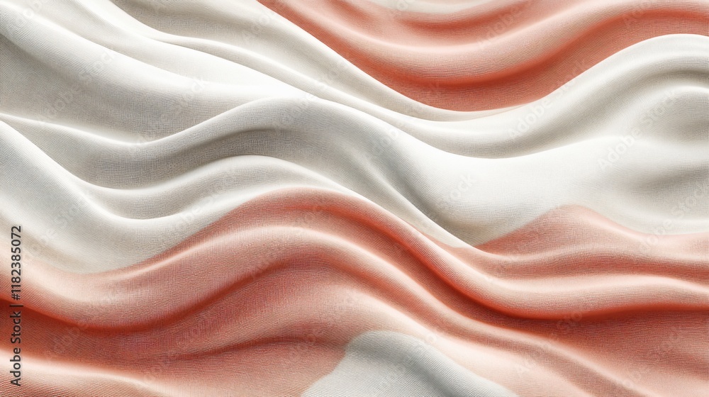Fototapeta premium Abstract Draped Fabric Texture- Peach and Cream Waves
