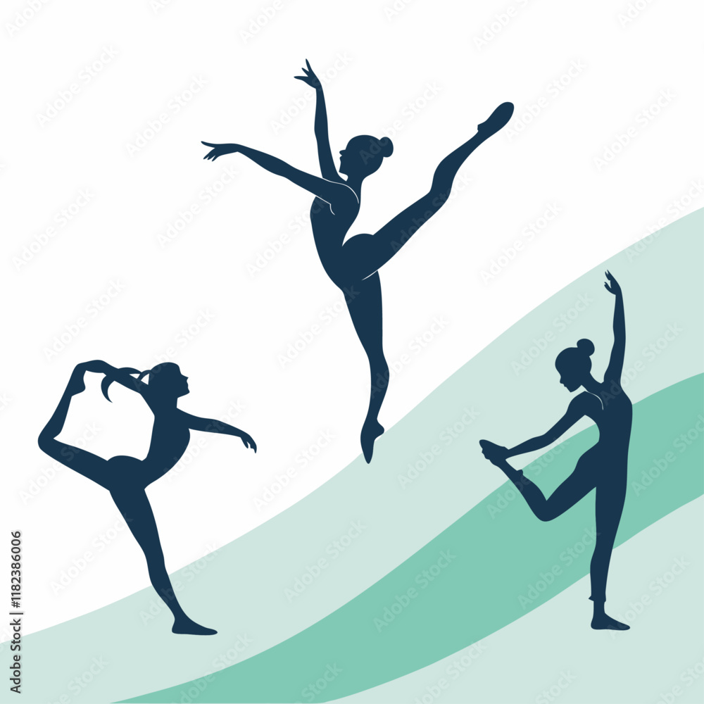 Fototapeta premium Graceful Gymnastics Poses in Silhouette