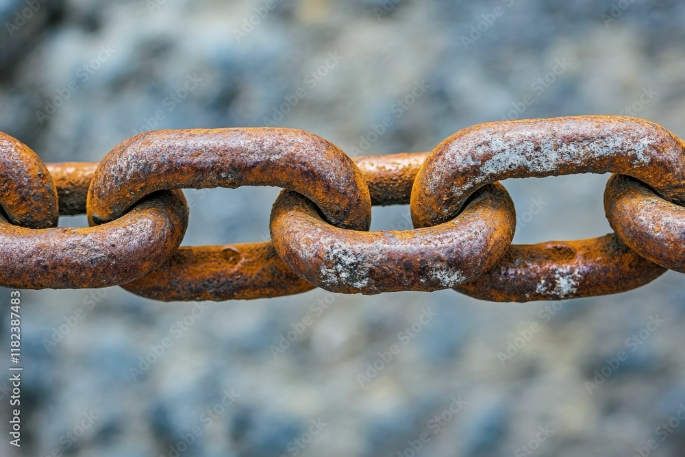Rusty chain links, close-up, blurred background. Rusty chain links, close-up, blurred background.