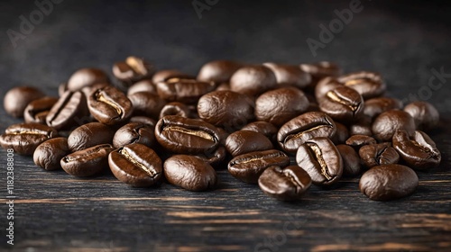 Wallpaper Mural Roasted Coffee Beans Closeup Dark Wood Background Torontodigital.ca
