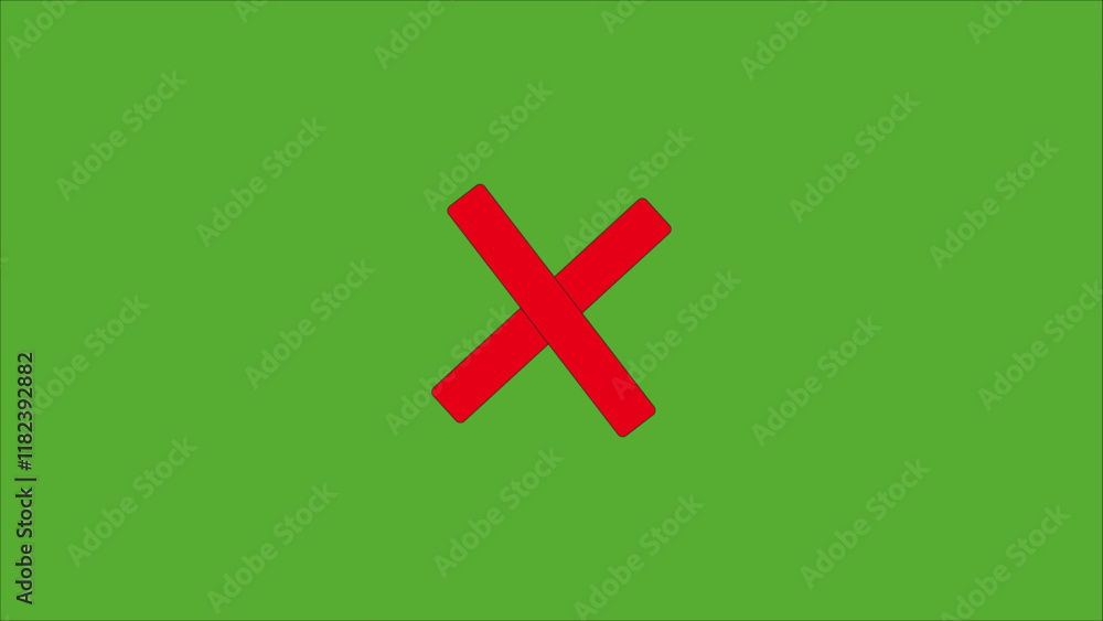 Obraz premium red and green mark Red cross symbol icon. Wrong sign red cross icon. wrong cross green screen background