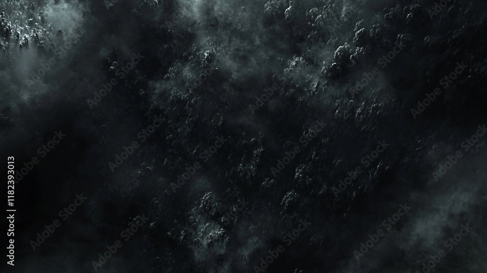 Dark Foggy Forest Aerial View, Mystical Night Scene, AI Generated Texture Dark Foggy Forest Aerial View, Mystical Night Scene, AI Generated Texture