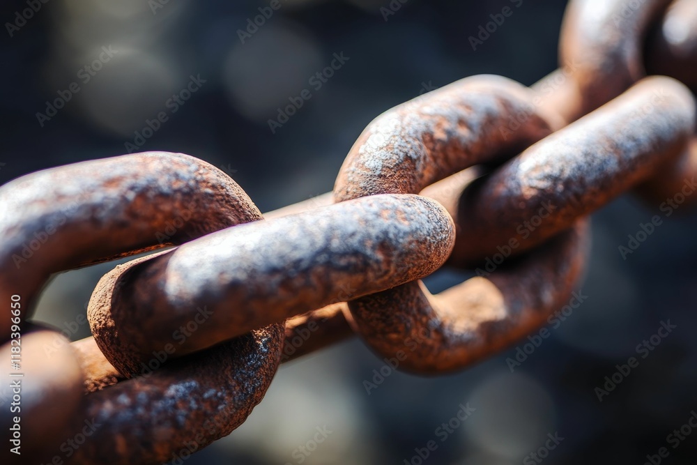 Rusty metal chain links, close-up, textured. Rusty metal chain links, close-up, textured.
