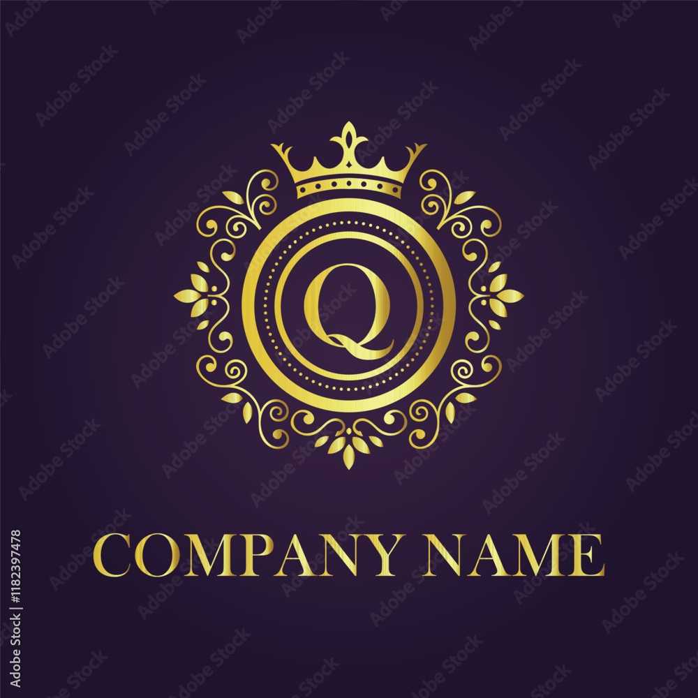 Fototapeta premium Letter Q luxury gold logo concept
