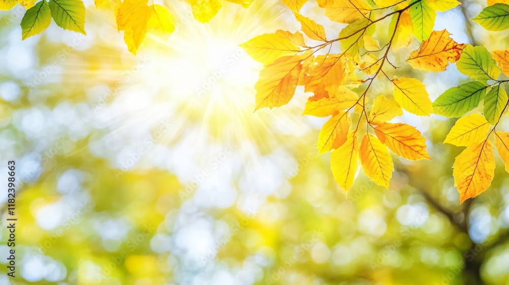 Autumn Sunlight Golden Leaves Nature Background Autumn Sunlight Golden Leaves Nature Background