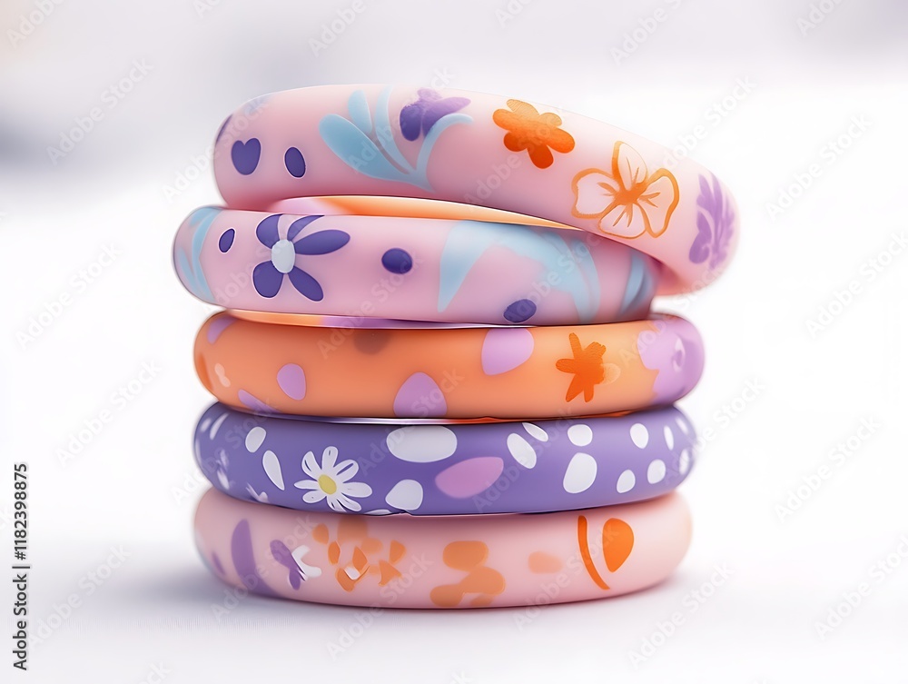 Silicone baby stacking rings in soft hues and engaging designs Silicone baby stacking rings in soft hues and engaging designs