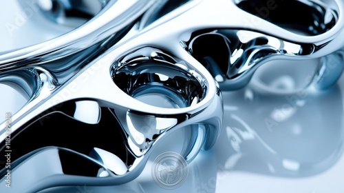 Wallpaper Mural A polished chrome medical instrument with smooth curves and openings reflects light on a white surface. Possible surgical tool application. Torontodigital.ca