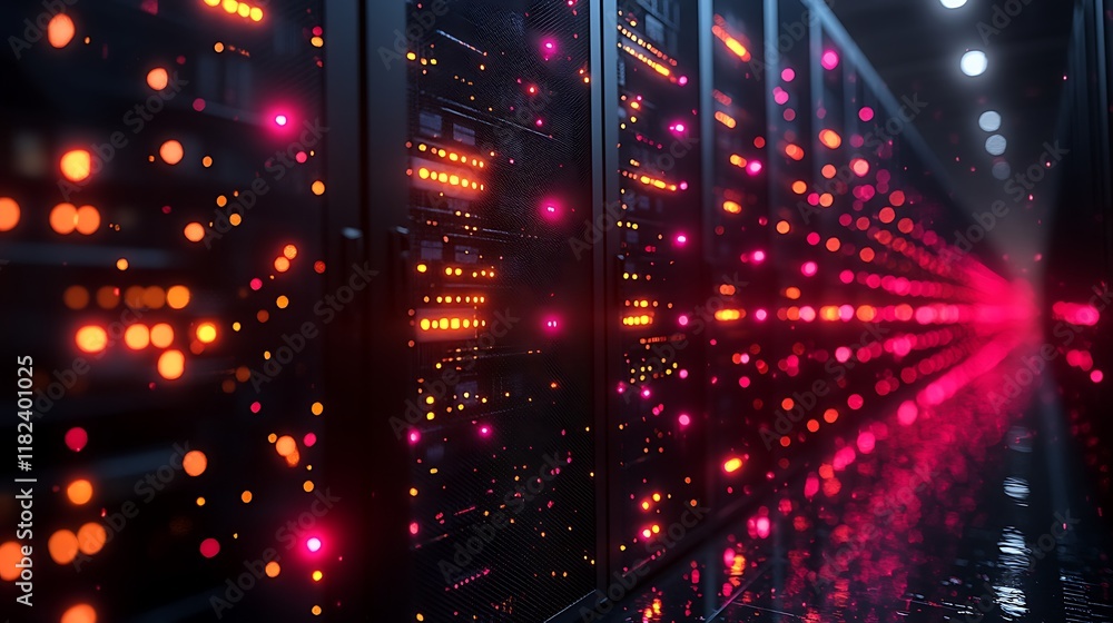 Illuminated Server Racks In A Modern Data Center Illuminated Server Racks In A Modern Data Center