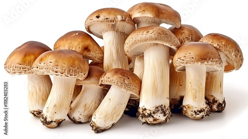 Delicious champignon mushrooms isolated on white background