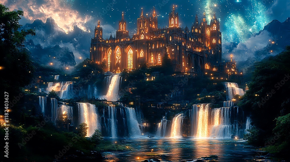 Fototapeta premium Ancient Wizard's Tower in a Mystical Forest