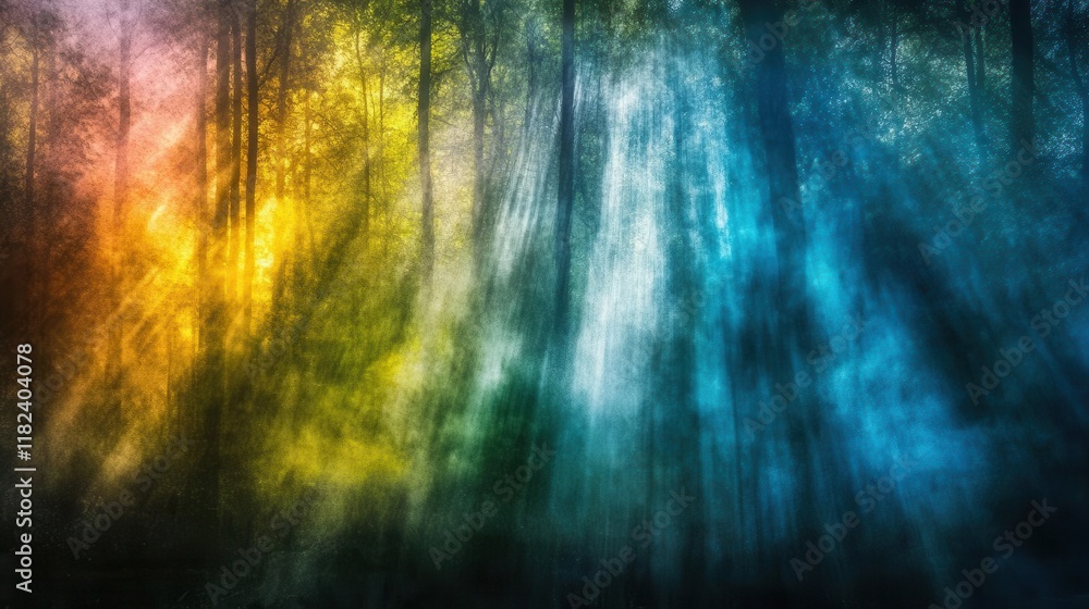 Obraz premium ethereal nature photography atmospheric forest scene with mysterious light rays and organic blur effects creating dreamy ambiance