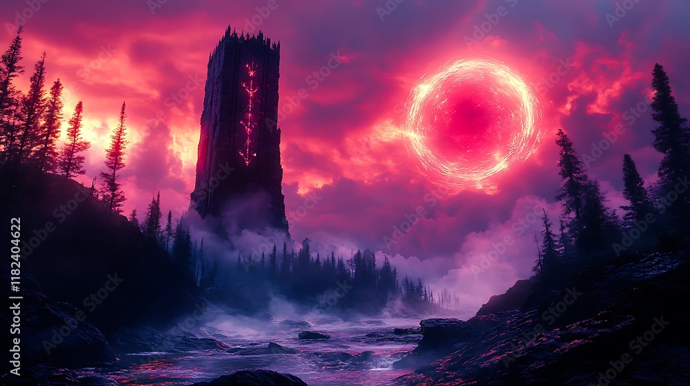 Ancient Wizard's Tower in a Mystical Forest Ancient Wizard's Tower in a Mystical Forest