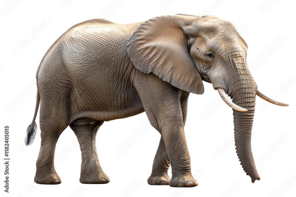 Fototapeta premium Large African Elephant isolated on white background PNG