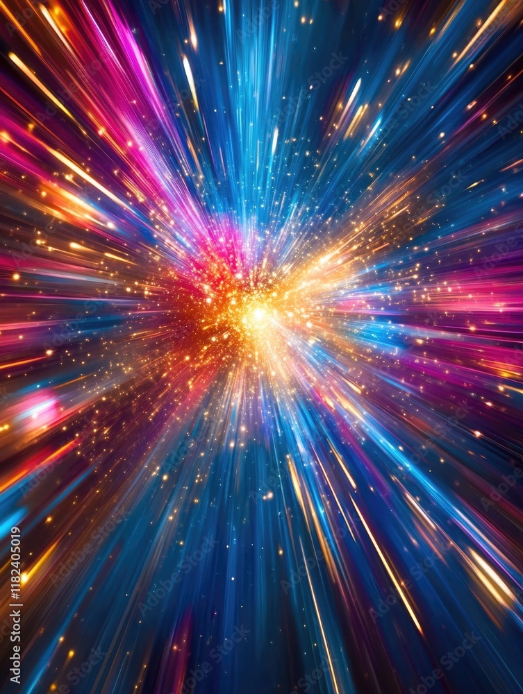 Naklejka premium Dynamic Explosion with Rainbow Colors