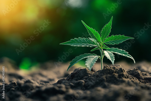 Wallpaper Mural Plants growing on the ground. generative AI Torontodigital.ca