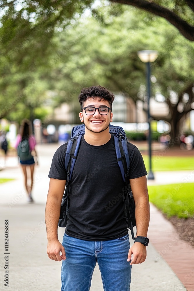 friendly student standing on high school campus friendly student standing on high school campus