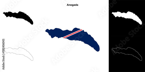 Anegada district outline map set